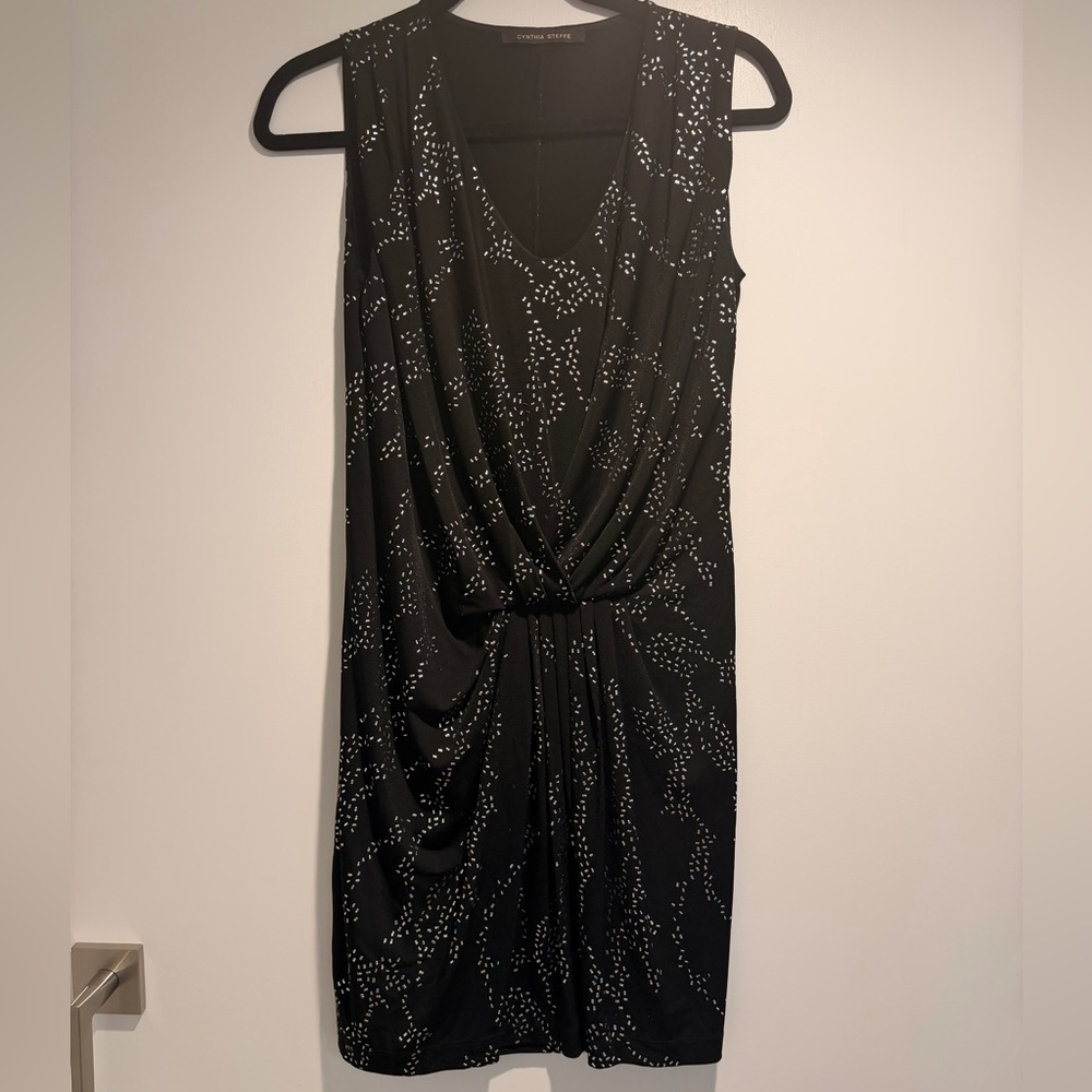 Cynthia Steffe Elegant Black and White Dotted Dress